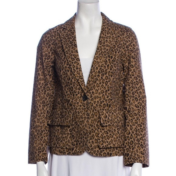 Nili Lotan Leopard Print Addison Single Button Closure Front Flap Blazer - Picture 7 of 9